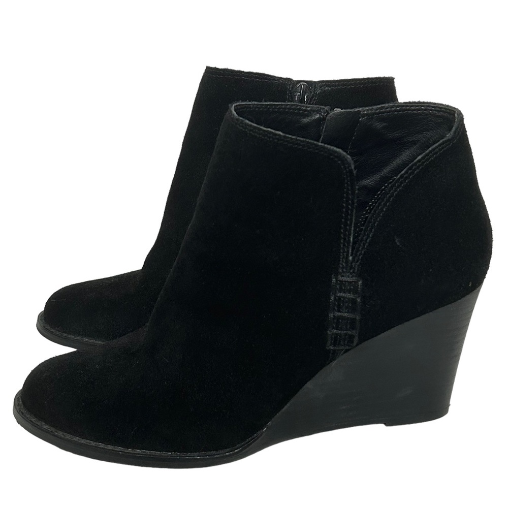 Lucky Brand Yimme Black Suede Wedge Bootie